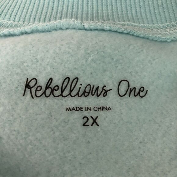 REBELLIONS ONE SWEATSHIRT WOMENS JUNIORS GREEN (AQUA) PULL ON GRAPHIC FLEECEE - Picture 10 of 10